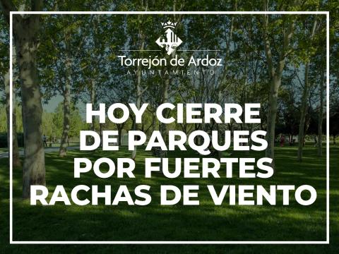 Aviso cierre parques Torrejón de Ardoz 